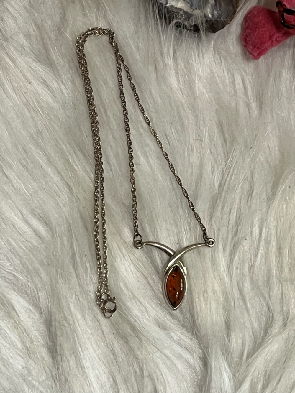 Sterling Amber Necklace